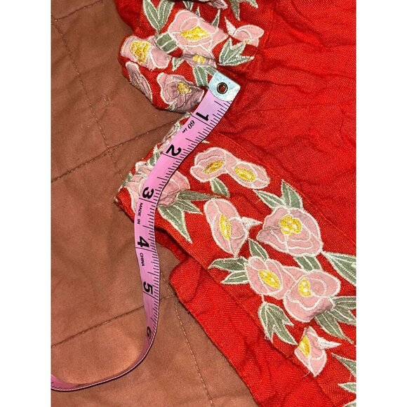 Carolina K Red Floral Embroidered High-Waisted Shorts Women's Size XS - Picture 5 of 7